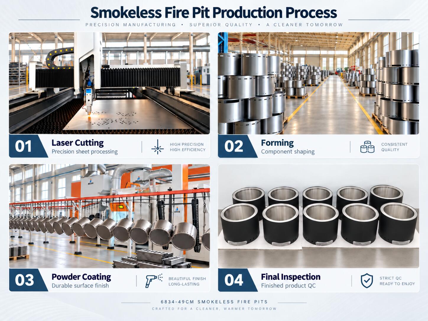 Smokeless fire pit manufacturing process for model 6834-49