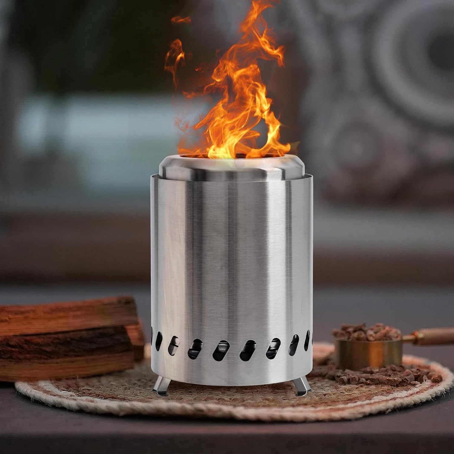Tabletop Fire Pit Camping Stove Stainless Steel model 68048 — product view 3